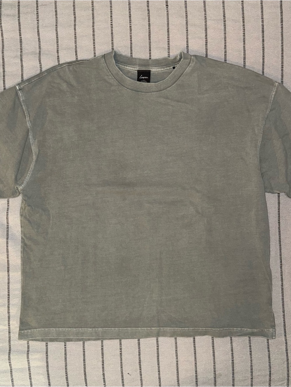 Loom Men's Olive Green Mineral Washed Oversized Short Sleeve T-shirt Size Large